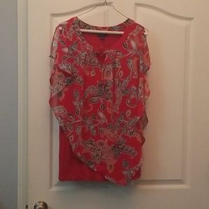 Red asymmetrical printed top